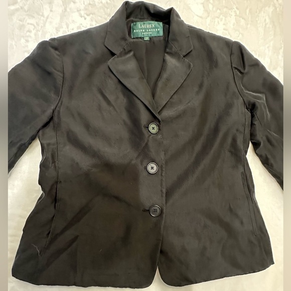 Lauren Ralph Lauren 100% Silk  Black Formal Blazer Tailored Design size 2 Petite - Picture 3 of 15